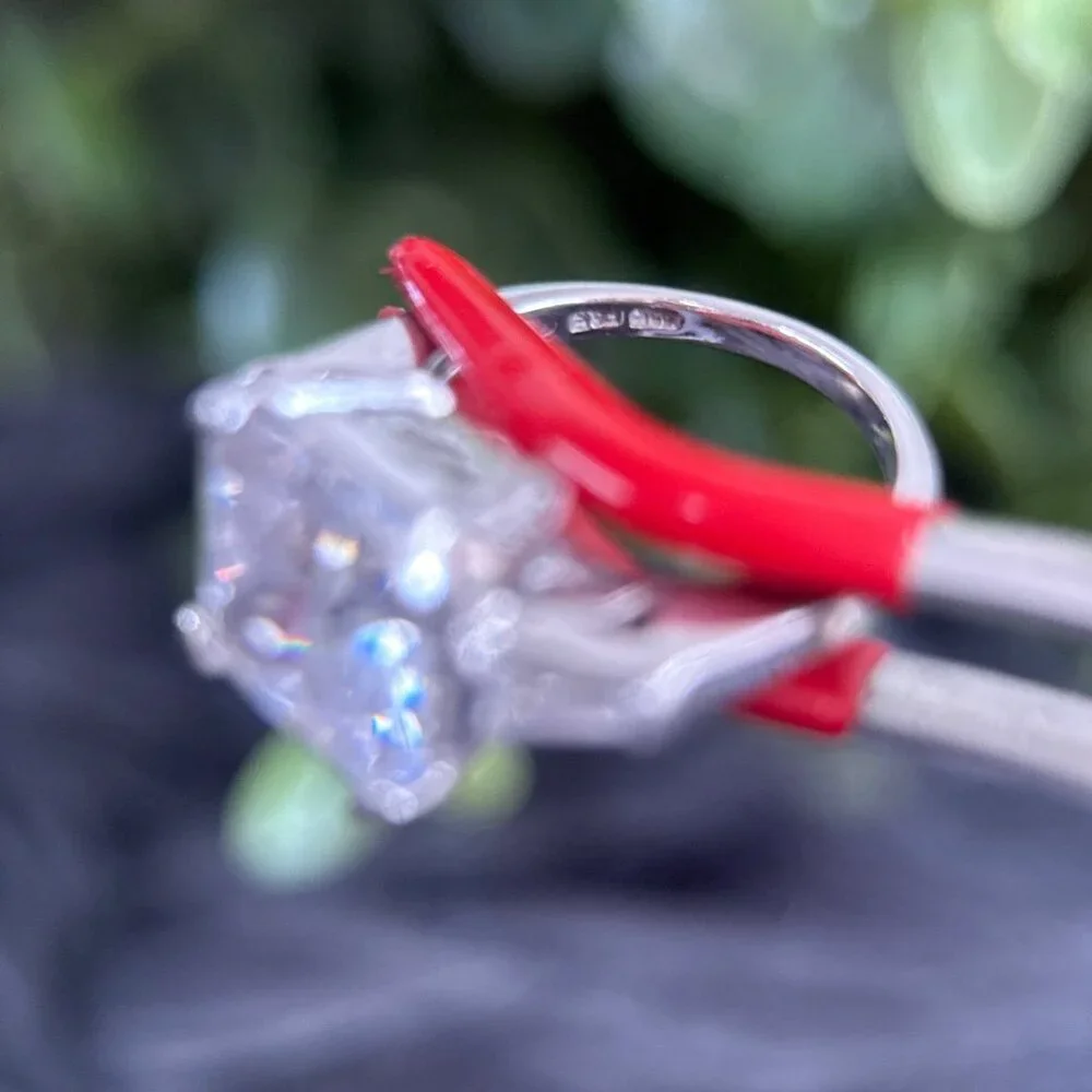 Sparkling‎ 3-Czs Silver 925 Ring